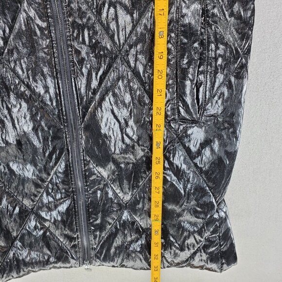 Joseph Ribkoff Quilted Vest Womens L Hooded Puffer Sleeveless Zip Metallic Shiny - Picture 6 of 8